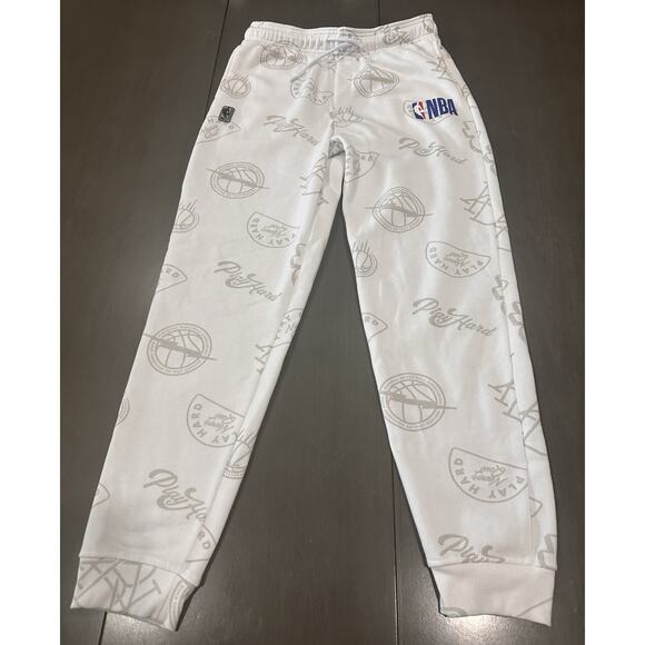 NBA Mens Jogger Sweat Pants Basketball Pockets 27" Inseam White - Picture 1 of 9
